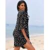Ekouaer Women’s Swimsuit Cover Up 3/4 Bell Sleeve Beachwear Coverups Deep V-Neck Bikini Beach Dress S-3XL(Y White Dots)