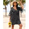 Ekouaer Women’s Swimsuit Cover Up 3/4 Bell Sleeve Beachwear Coverups Deep V-Neck Bikini Beach Dress S-3XL(Y White Dots)