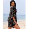 Ekouaer Women’s Swimsuit Cover Up 3/4 Bell Sleeve Beachwear Coverups Deep V-Neck Bikini Beach Dress S-3XL(Z Black Cherry)