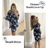 Ekouaer Women’s Swimsuit Cover Up 3/4 Bell Sleeve Beachwear Coverups Deep V-Neck Bikini Beach Dress S-3XL(Z Dusty Blue Floral Print)
