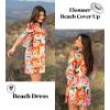 Ekouaer Women’s Swimsuit Cover Up 3/4 Bell Sleeve Beachwear Coverups Deep V-Neck Bikini Beach Dress S-3XL(Z Floral Rhythm)