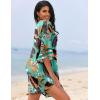 Ekouaer Women’s Swimsuit Cover Up 3/4 Bell Sleeve Beachwear Coverups Deep V-Neck Bikini Beach Dress S-3XL(Z Green Tropical Print)