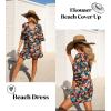 Ekouaer Women’s Swimsuit Cover Up 3/4 Bell Sleeve Beachwear Coverups Deep V-Neck Bikini Beach Dress S-3XL(Z Tropical Plumeria Print)