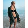 Ekouaer Women’s Swimsuit Cover Up 3/4 Sleeve Beachwear Bikini Coverups Button Down Oversized Cover Up Shirt S-3XL(Army Green)