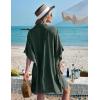 Ekouaer Women’s Swimsuit Cover Up 3/4 Sleeve Beachwear Bikini Coverups Button Down Oversized Cover Up Shirt S-3XL(Army Green)