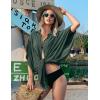 Ekouaer Women’s Swimsuit Cover Up 3/4 Sleeve Beachwear Bikini Coverups Button Down Oversized Cover Up Shirt S-3XL(Army Green)