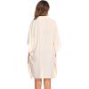 Ekouaer Women’s Swimsuit Cover Up 3/4 Sleeve Beachwear Bikini Coverups Button Down Oversized Cover Up Shirt S-3XL(Beige)