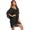 Ekouaer Women’s Swimsuit Cover Up 3/4 Sleeve Beachwear Bikini Coverups Button Down Oversized Cover Up Shirt S-3XL(Black)