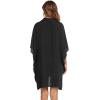 Ekouaer Women’s Swimsuit Cover Up 3/4 Sleeve Beachwear Bikini Coverups Button Down Oversized Cover Up Shirt S-3XL(Black)