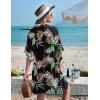 Ekouaer Women’s Swimsuit Cover Up 3/4 Sleeve Beachwear Bikini Coverups Button Down Oversized Cover Up Shirt S-3XL(Black Colorful Leaf)
