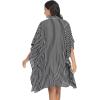 Ekouaer Women’s Swimsuit Cover Up 3/4 Sleeve Beachwear Bikini Coverups Button Down Oversized Cover Up Shirt S-3XL(Black Stripe)
