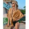 Ekouaer Women’s Swimsuit Cover Up 3/4 Sleeve Beachwear Bikini Coverups Button Down Oversized Cover Up Shirt S-3XL(Camel)