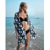 Ekouaer Women’s Swimsuit Cover Up 3/4 Sleeve Beachwear Bikini Coverups Button Down Oversized Cover Up Shirt S-3XL(Dark Blue White Floral)