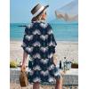 Ekouaer Women’s Swimsuit Cover Up 3/4 Sleeve Beachwear Bikini Coverups Button Down Oversized Cover Up Shirt S-3XL(Green White Floral)