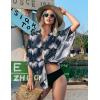 Ekouaer Women’s Swimsuit Cover Up 3/4 Sleeve Beachwear Bikini Coverups Button Down Oversized Cover Up Shirt S-3XL(Green White Floral)