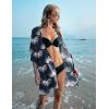 Ekouaer Women’s Swimsuit Cover Up 3/4 Sleeve Beachwear Bikini Coverups Button Down Oversized Cover Up Shirt S-3XL(Green White Floral)