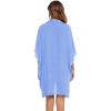 Ekouaer Women’s Swimsuit Cover Up 3/4 Sleeve Beachwear Bikini Coverups Button Down Oversized Cover Up Shirt S-3XL(Light Blue)