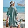Ekouaer Women’s Swimsuit Cover Up 3/4 Sleeve Beachwear Bikini Coverups Button Down Oversized Cover Up Shirt S-3XL(Light Green)