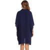 Ekouaer Women’s Swimsuit Cover Up 3/4 Sleeve Beachwear Bikini Coverups Button Down Oversized Cover Up Shirt S-3XL(Navy Blue)
