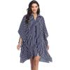 Ekouaer Women’s Swimsuit Cover Up 3/4 Sleeve Beachwear Bikini Coverups Button Down Oversized Cover Up Shirt S-3XL(Navy Blue Stripe)