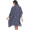 Ekouaer Women’s Swimsuit Cover Up 3/4 Sleeve Beachwear Bikini Coverups Button Down Oversized Cover Up Shirt S-3XL(Navy Blue Stripe)