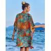 Ekouaer Women’s Swimsuit Cover Up 3/4 Sleeve Beachwear Bikini Coverups Button Down Oversized Cover Up Shirt S-3XL(Pat5-leaf)