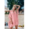 Ekouaer Women’s Swimsuit Cover Up 3/4 Sleeve Beachwear Bikini Coverups Button Down Oversized Cover Up Shirt S-3XL(Pink)