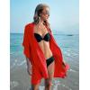 Ekouaer Women’s Swimsuit Cover Up 3/4 Sleeve Beachwear Bikini Coverups Button Down Oversized Cover Up Shirt S-3XL(Red)