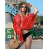 Ekouaer Women’s Swimsuit Cover Up 3/4 Sleeve Beachwear Bikini Coverups Button Down Oversized Cover Up Shirt S-3XL(Red)