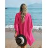 Ekouaer Women’s Swimsuit Cover Up 3/4 Sleeve Beachwear Bikini Coverups Button Down Oversized Cover Up Shirt S-3XL(Rose)