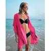 Ekouaer Women’s Swimsuit Cover Up 3/4 Sleeve Beachwear Bikini Coverups Button Down Oversized Cover Up Shirt S-3XL(Rose)