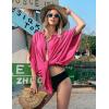 Ekouaer Women’s Swimsuit Cover Up 3/4 Sleeve Beachwear Bikini Coverups Button Down Oversized Cover Up Shirt S-3XL(Rose)