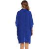 Ekouaer Women’s Swimsuit Cover Up 3/4 Sleeve Beachwear Bikini Coverups Button Down Oversized Cover Up Shirt S-3XL(Snorkel Blue)
