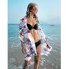 Ekouaer Women’s Swimsuit Cover Up 3/4 Sleeve Beachwear Bikini Coverups Button Down Oversized Cover Up Shirt S-3XL(White Red Floral)
