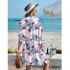Ekouaer Women’s Swimsuit Cover Up 3/4 Sleeve Beachwear Bikini Coverups Button Down Oversized Cover Up Shirt S-3XL(White Red Floral)