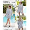 Ekouaer Women’s Swimsuit Cover Up 3/4 Sleeve Beachwear Bikini Coverups Button Down Oversized Cover Up Shirt S-3XL(White Stripe)