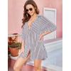 Ekouaer Women’s Swimsuit Cover Up 3/4 Sleeve Beachwear Bikini Coverups Button Down Oversized Cover Up Shirt S-3XL(White Stripe)