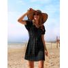 Ekouaer Womens Swimsuit Cover Up Swiss Dots Chiffon Bikini Beachwear Flowy Pom Pom Coverups(A-black)