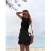Ekouaer Womens Swimsuit Cover Up Swiss Dots Chiffon Bikini Beachwear Flowy Pom Pom Coverups(A-black)
