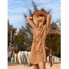 Ekouaer Womens Swimsuit Cover Up Swiss Dots Chiffon Bikini Beachwear Flowy Pom Pom Coverups(A-camel)