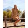 Ekouaer Womens Swimsuit Cover Up Swiss Dots Chiffon Bikini Beachwear Flowy Pom Pom Coverups(A-camel)