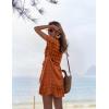 Ekouaer Womens Swimsuit Cover Up Swiss Dots Chiffon Bikini Beachwear Flowy Pom Pom Coverups(A-caramel)