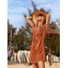 Ekouaer Womens Swimsuit Cover Up Swiss Dots Chiffon Bikini Beachwear Flowy Pom Pom Coverups(A-caramel)