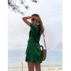 Ekouaer Womens Swimsuit Cover Up Swiss Dots Chiffon Bikini Beachwear Flowy Pom Pom Coverups(A-dark Green)