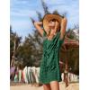 Ekouaer Womens Swimsuit Cover Up Swiss Dots Chiffon Bikini Beachwear Flowy Pom Pom Coverups(A-dark Green)