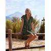 Ekouaer Womens Swimsuit Cover Up Swiss Dots Chiffon Bikini Beachwear Flowy Pom Pom Coverups(A-deep Army Green)