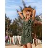 Ekouaer Womens Swimsuit Cover Up Swiss Dots Chiffon Bikini Beachwear Flowy Pom Pom Coverups(A-deep Army Green)