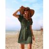 Ekouaer Womens Swimsuit Cover Up Swiss Dots Chiffon Bikini Beachwear Flowy Pom Pom Coverups(A-deep Army Green)