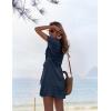 Ekouaer Womens Swimsuit Cover Up Swiss Dots Chiffon Bikini Beachwear Flowy Pom Pom Coverups(A-navy)