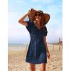 Ekouaer Womens Swimsuit Cover Up Swiss Dots Chiffon Bikini Beachwear Flowy Pom Pom Coverups(A-navy)